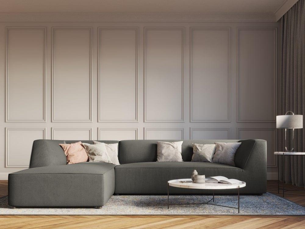 Narożnik sztruksowy 4-osobowy lewostronny RUBY jasnoszary Micadoni Eye on Design