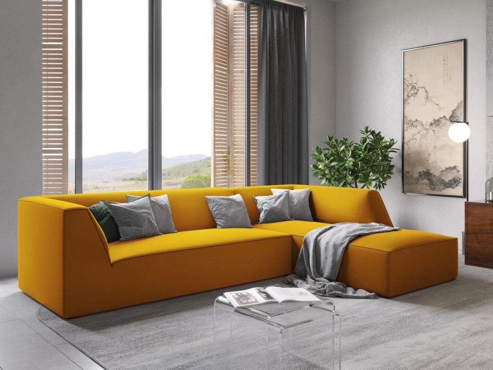 Narożnik aksamitny 4-osobowy prawostronny RUBY żółty Micadoni Eye on Design