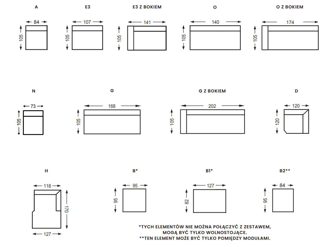 Sofa modułowa MICHELLE - kolor i rozmiar do wyboru Nordic Line Eye on Design