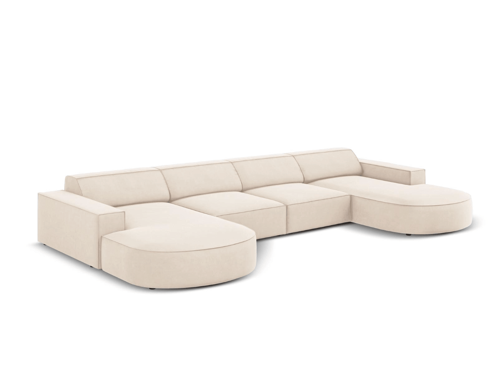 Sofa aksamitna panoramiczna okrągła JODIE jasnobeżowy Micadoni Eye on Design