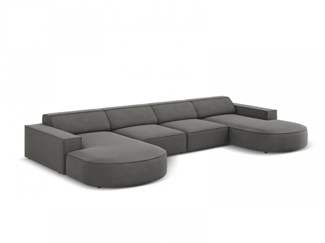 Sofa aksamitna panoramiczna okrągła JODIE jasnoszary Micadoni Eye on Design