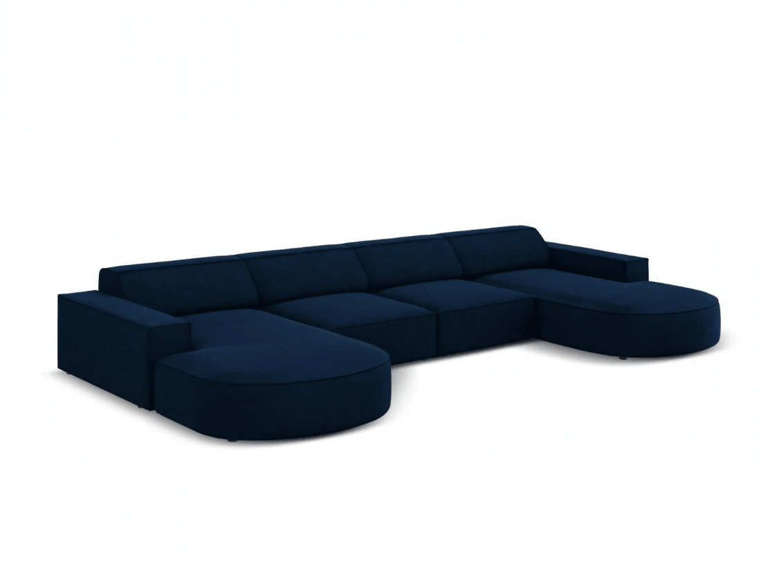 Sofa aksamitna panoramiczna okrągła JODIE granat królewski Micadoni Eye on Design