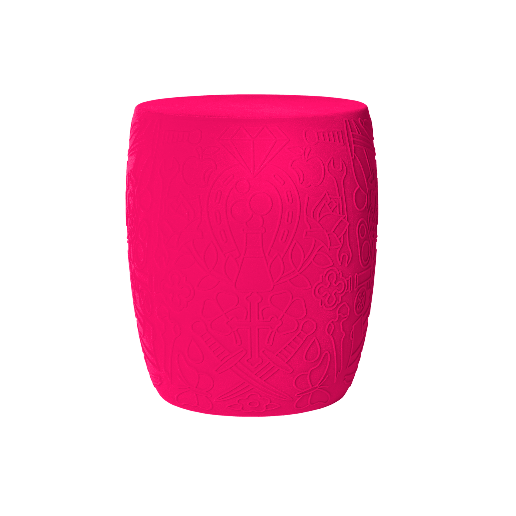 Stołek i stolik boczny MEXICO VELVET fuksja Qeeboo Eye on Design