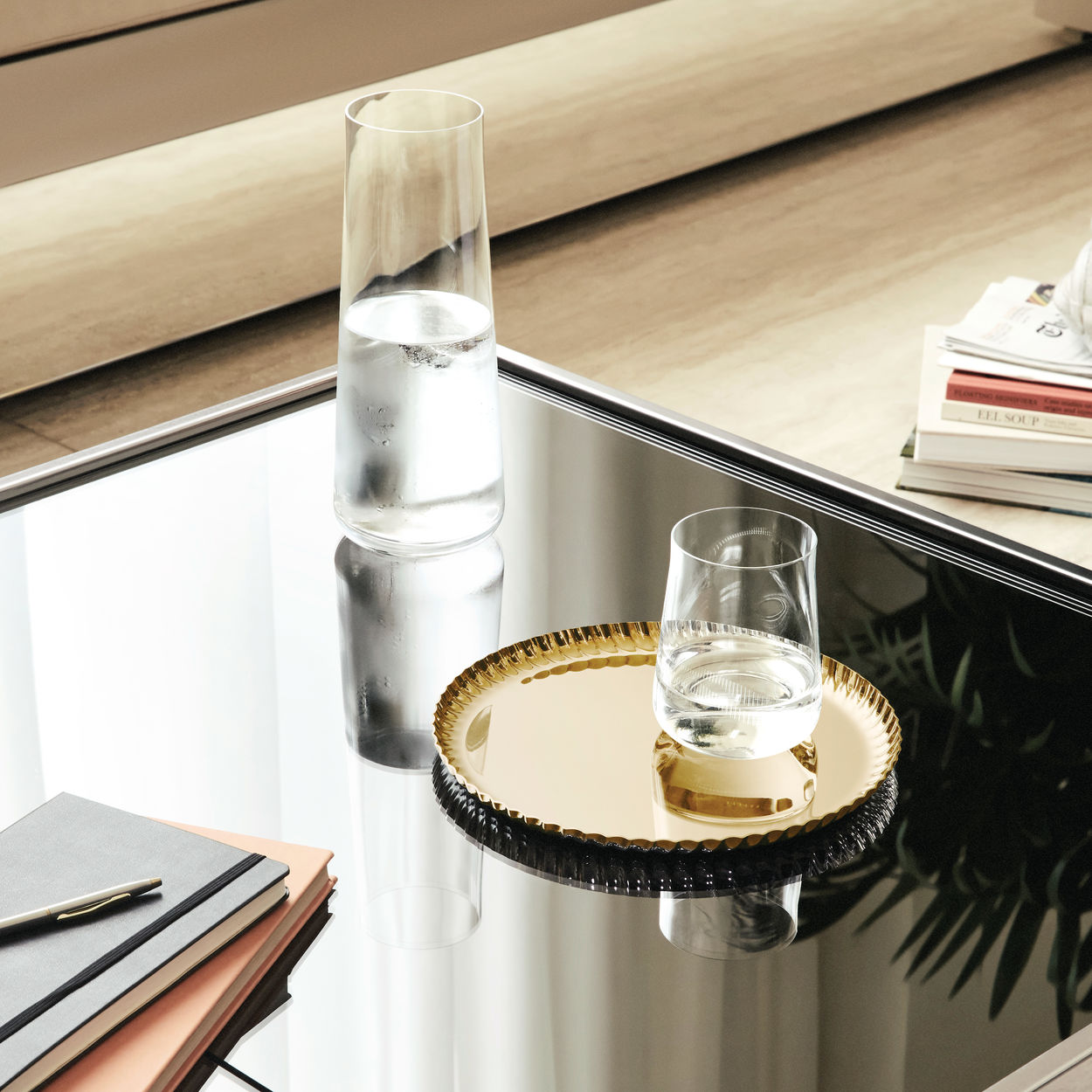 Taca okrągła PLEATS stal nierdzewna z powłoką PVD złoty