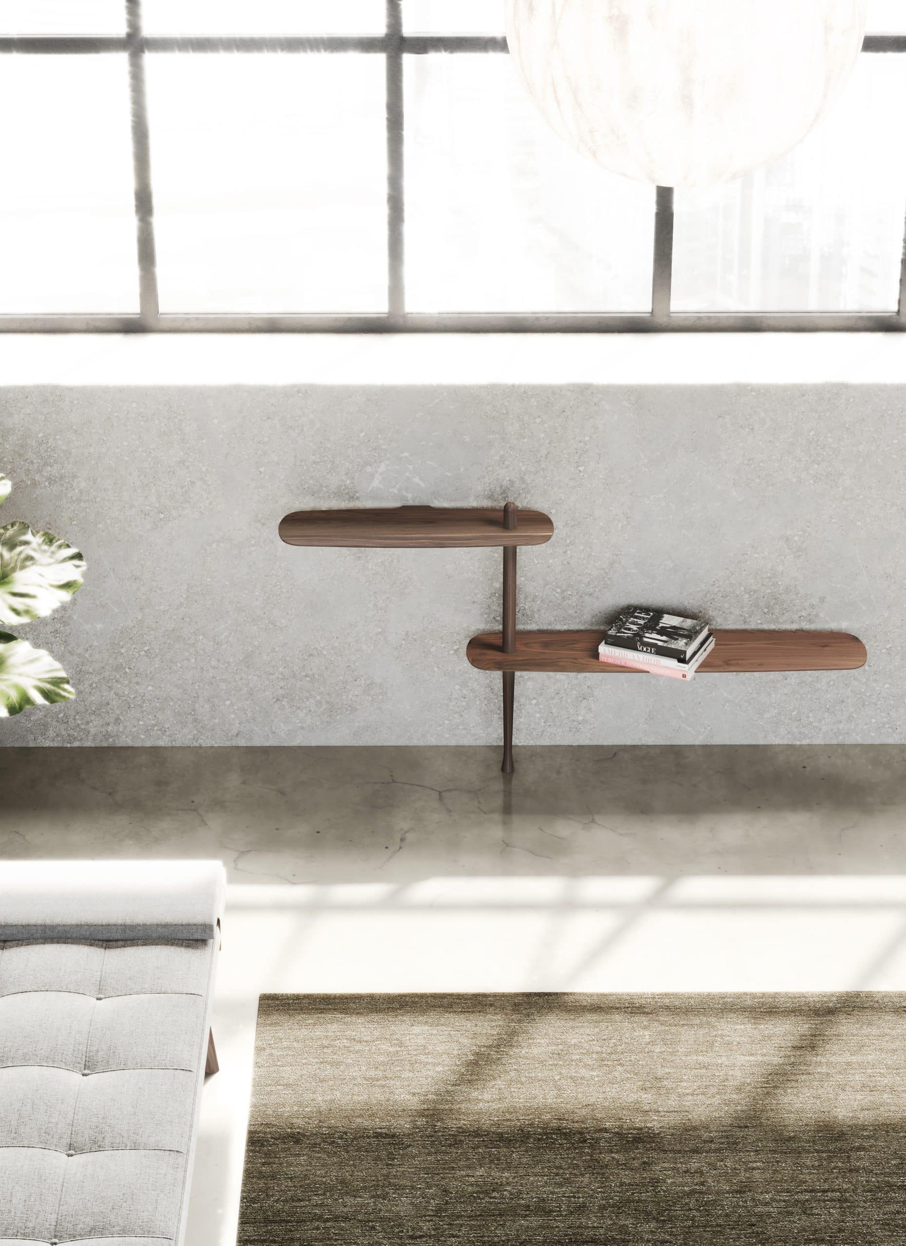 Nástěnná konzola UNICA - KONFIGURACE 03 černý jasanový dýha