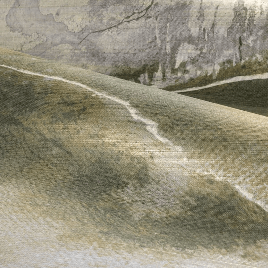 Nástěnná malba z abaki s horským motivem HORIZON - PÍSKOVĚ BEŽOVÁ ZLATO