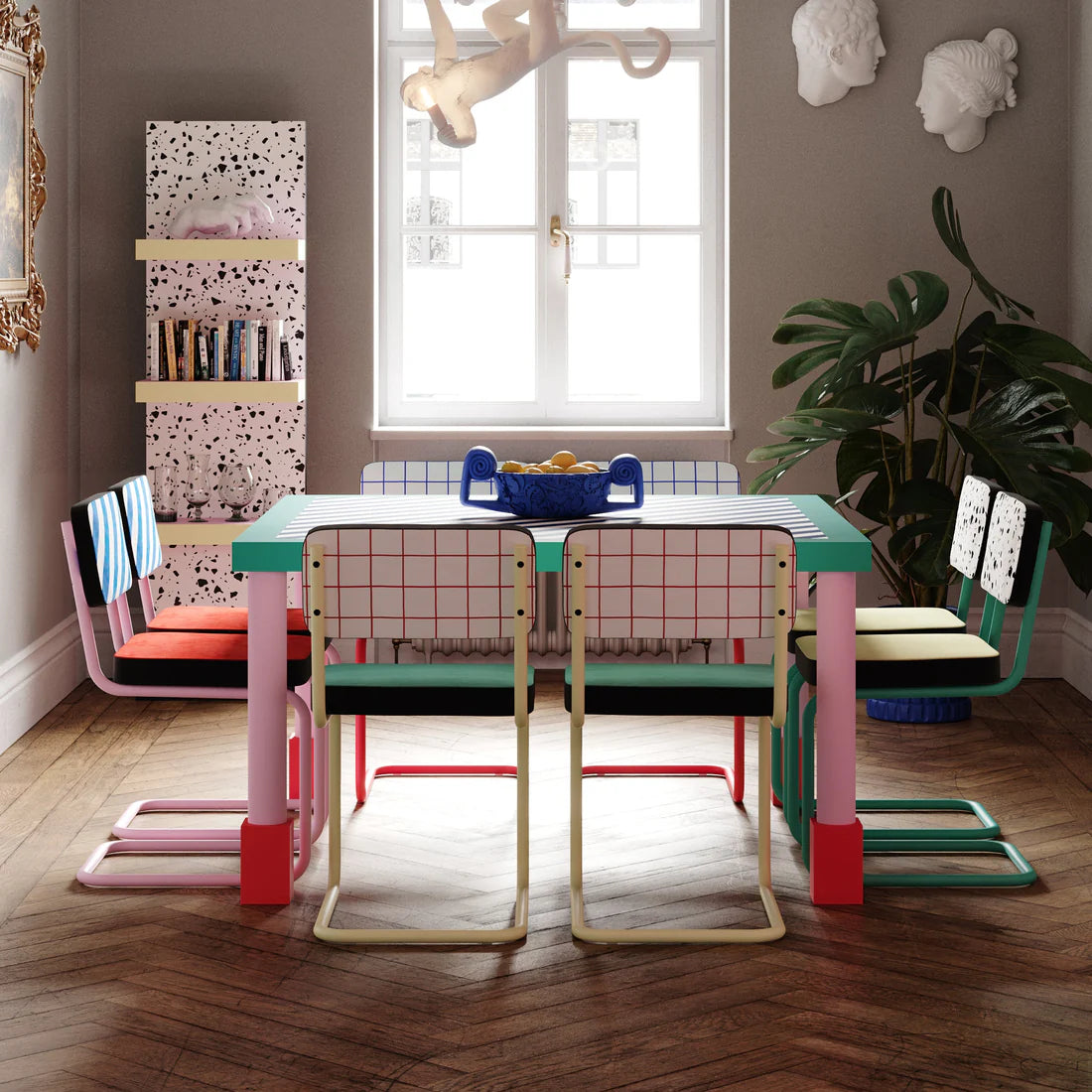 Krzesło SUPERCHAIR RED GRID turkusowy z jasnożółtą podstawą