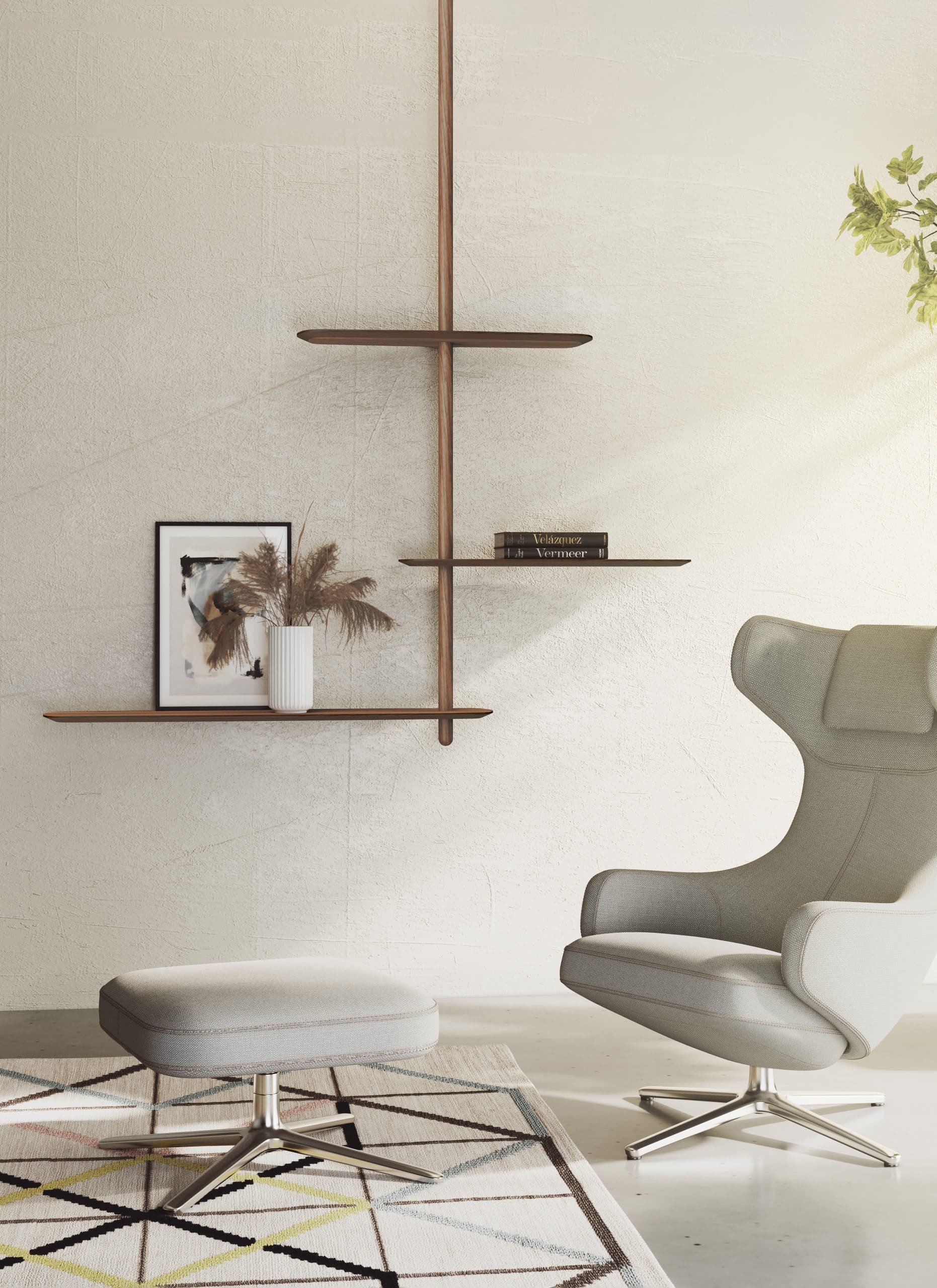 UNICA Wall Shelf - CONFIGURATION 05 Walnut Veneer