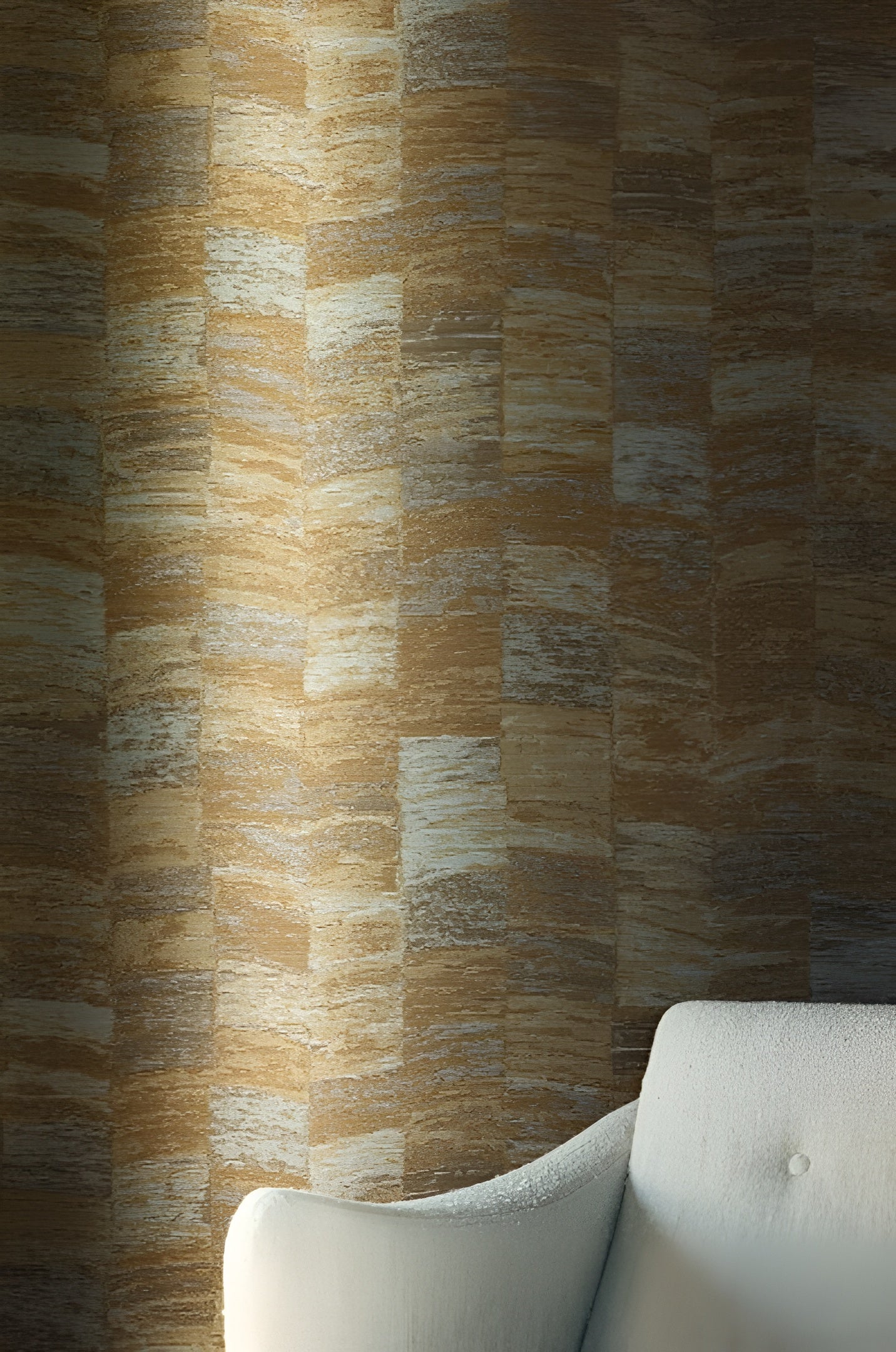 Textilní strukturovaná tapeta s geometrickým motivem PUEBLOS - SABLE pískový