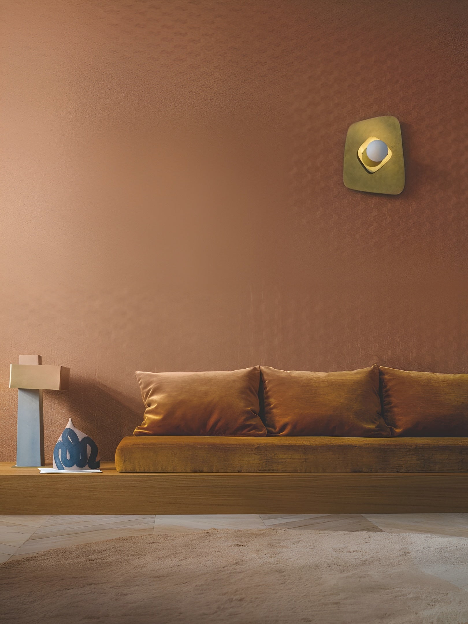 Geometric Structural Wallpaper Inspired by Banana Leaves LINDU - TERRE DE SIENNE Copper