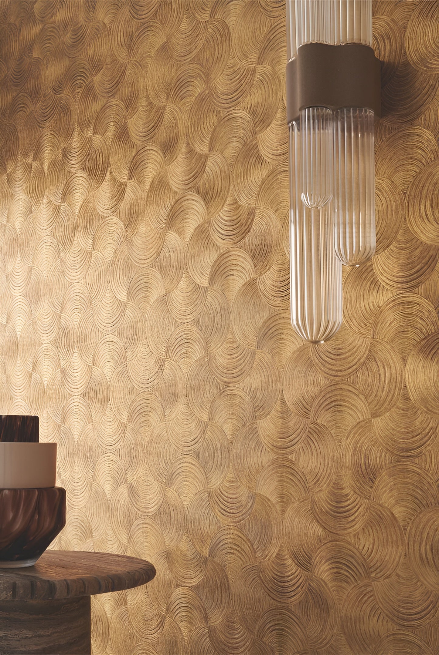 Metallic Structural Wallpaper with Abstract Pattern APHELIE - OR Copper Gold