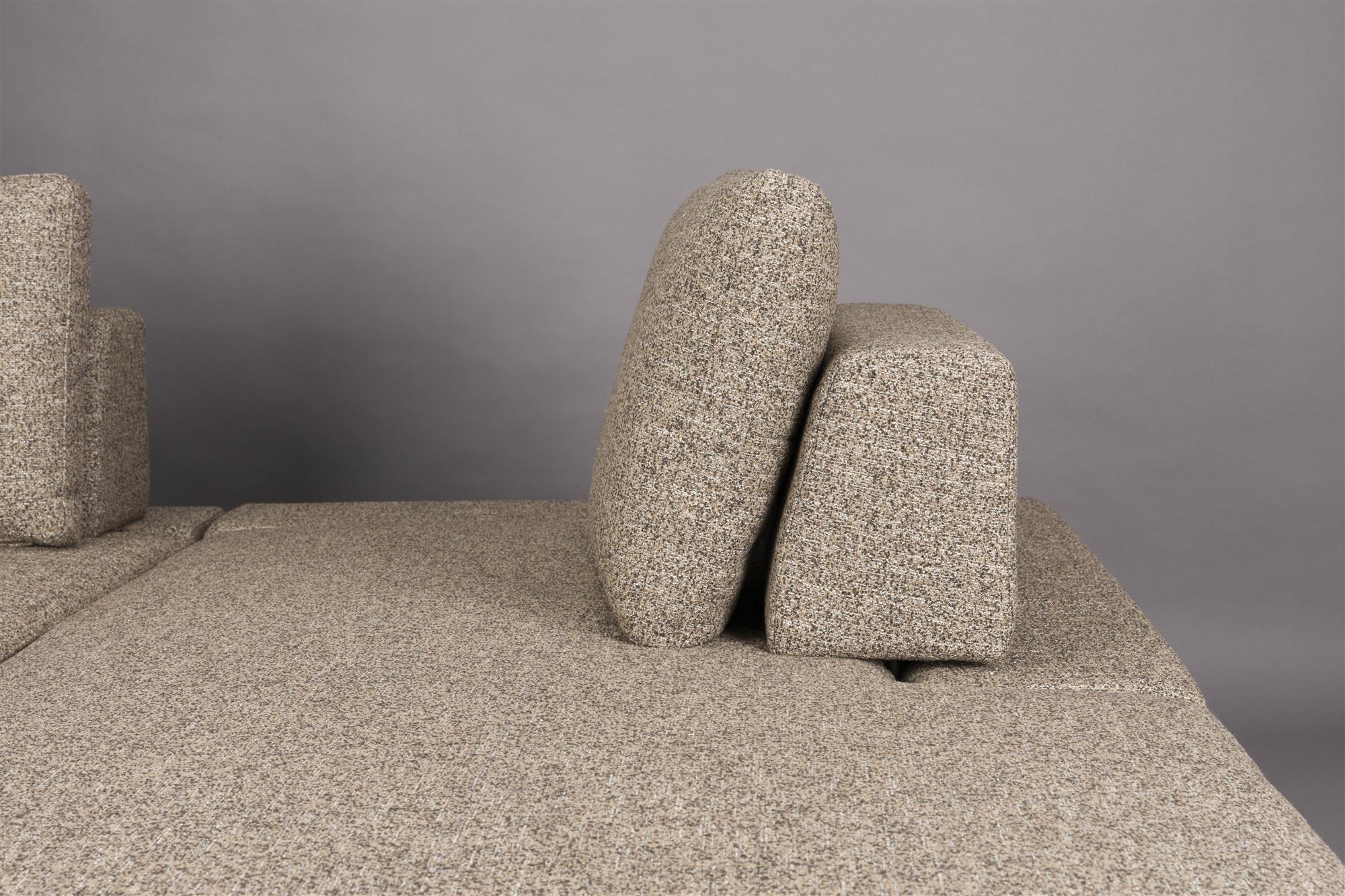 Pravostranný rohový gauč SHELLY tmavě béžový melír s černým podstavcem