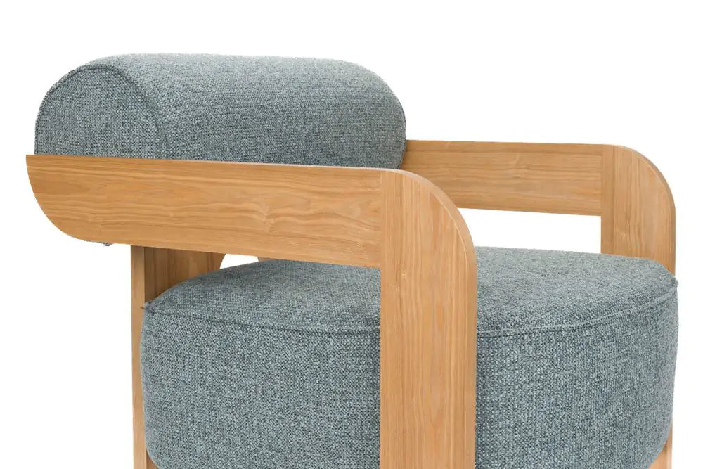 Křeslo OOLONG modré s dřevěnou základnou