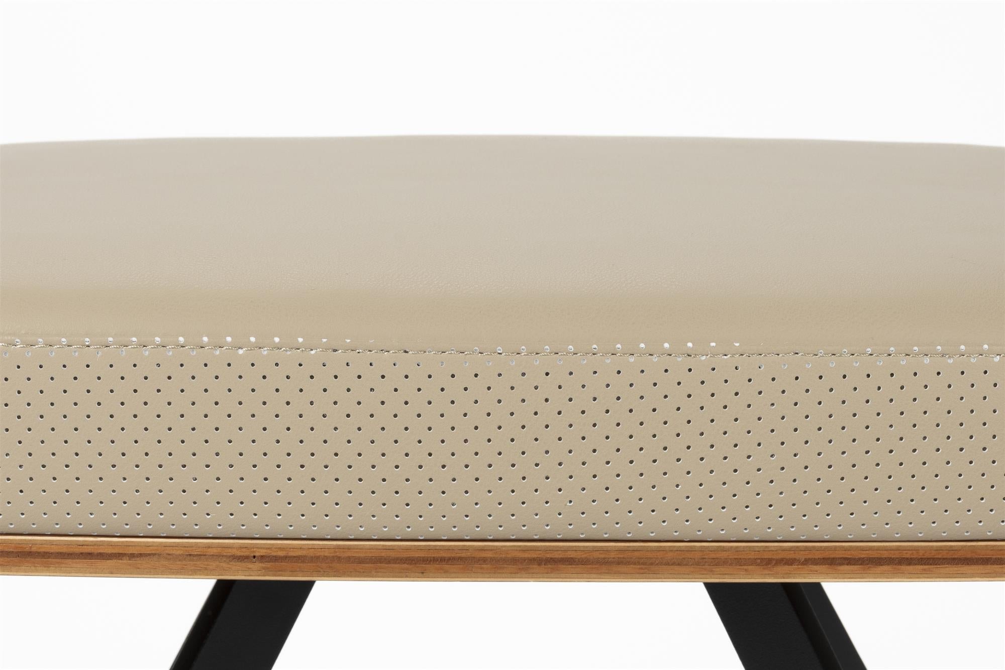 Podnožník FRIE béžová ekokůže s černým podstavcem