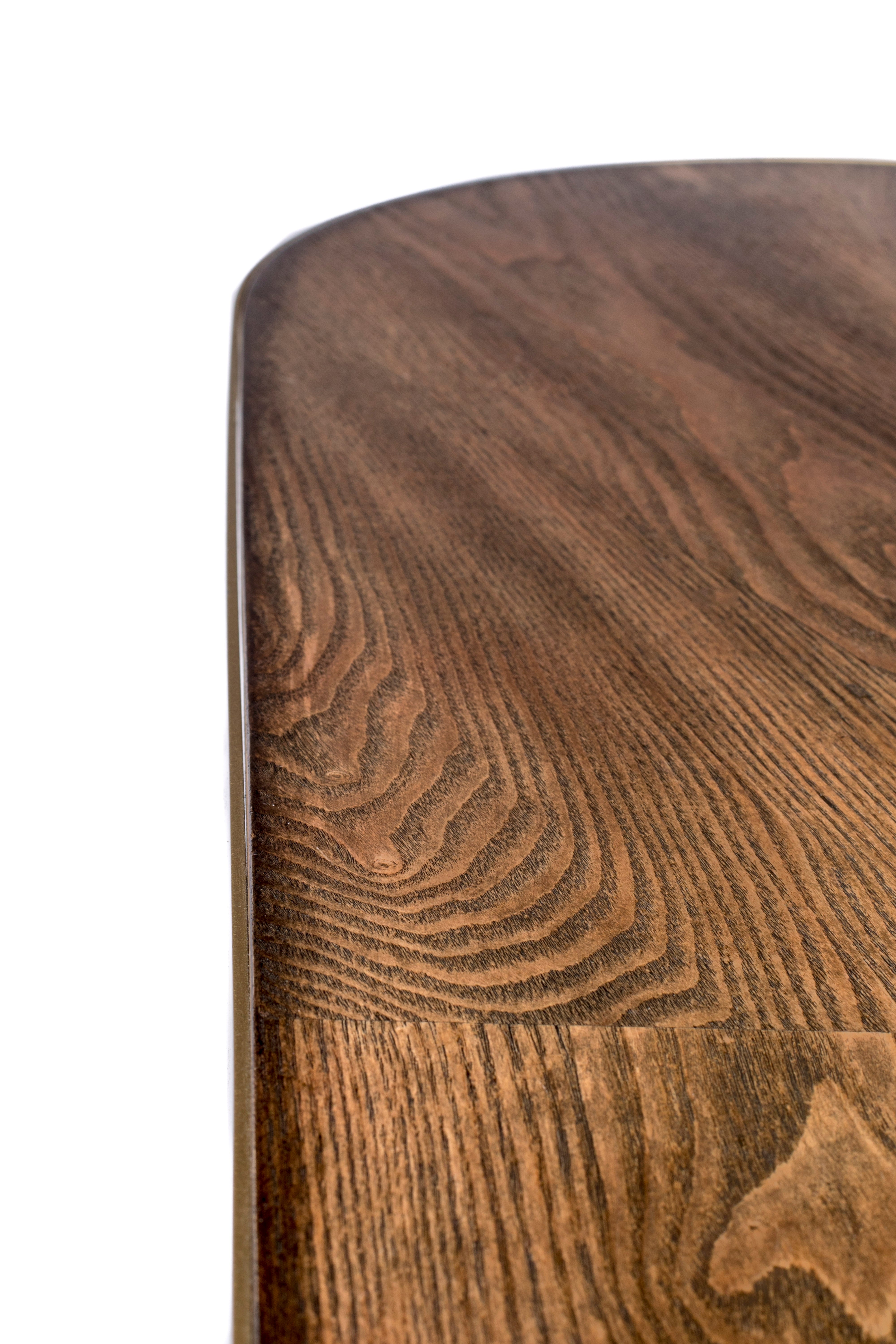 DENISE brown table with a black base