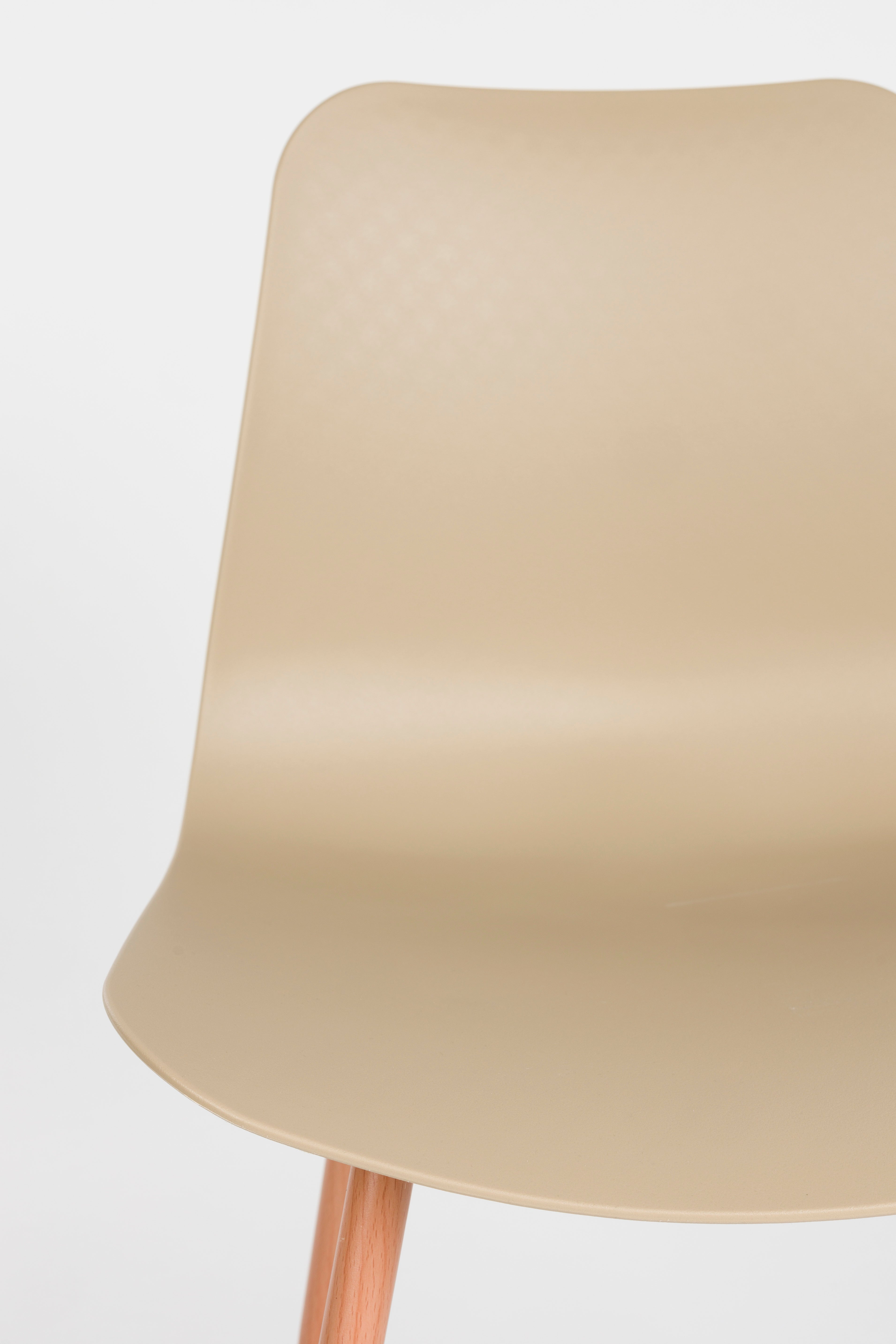 Židle LEON béžová s dřevěnou základnou