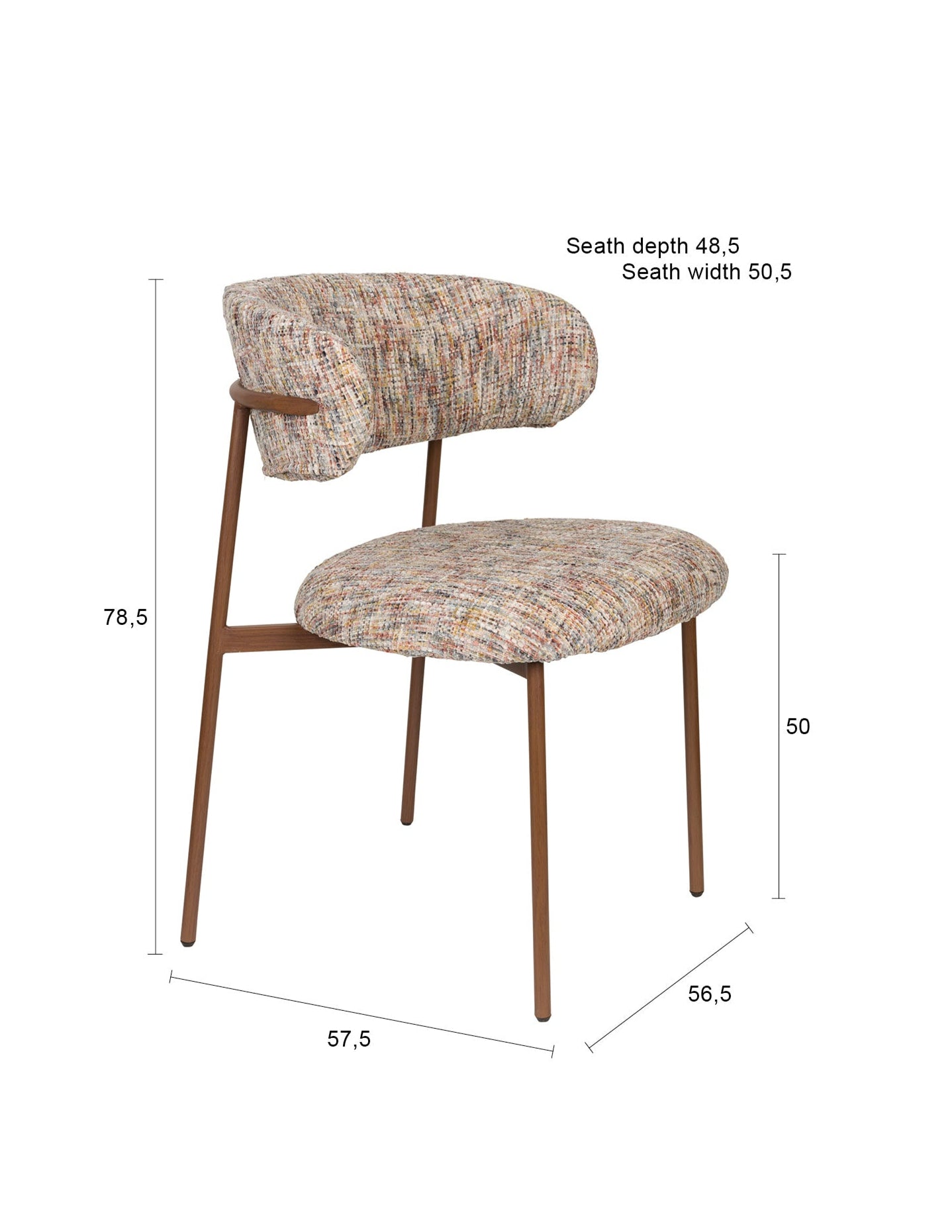 CLAES chair beige mélange with brown base