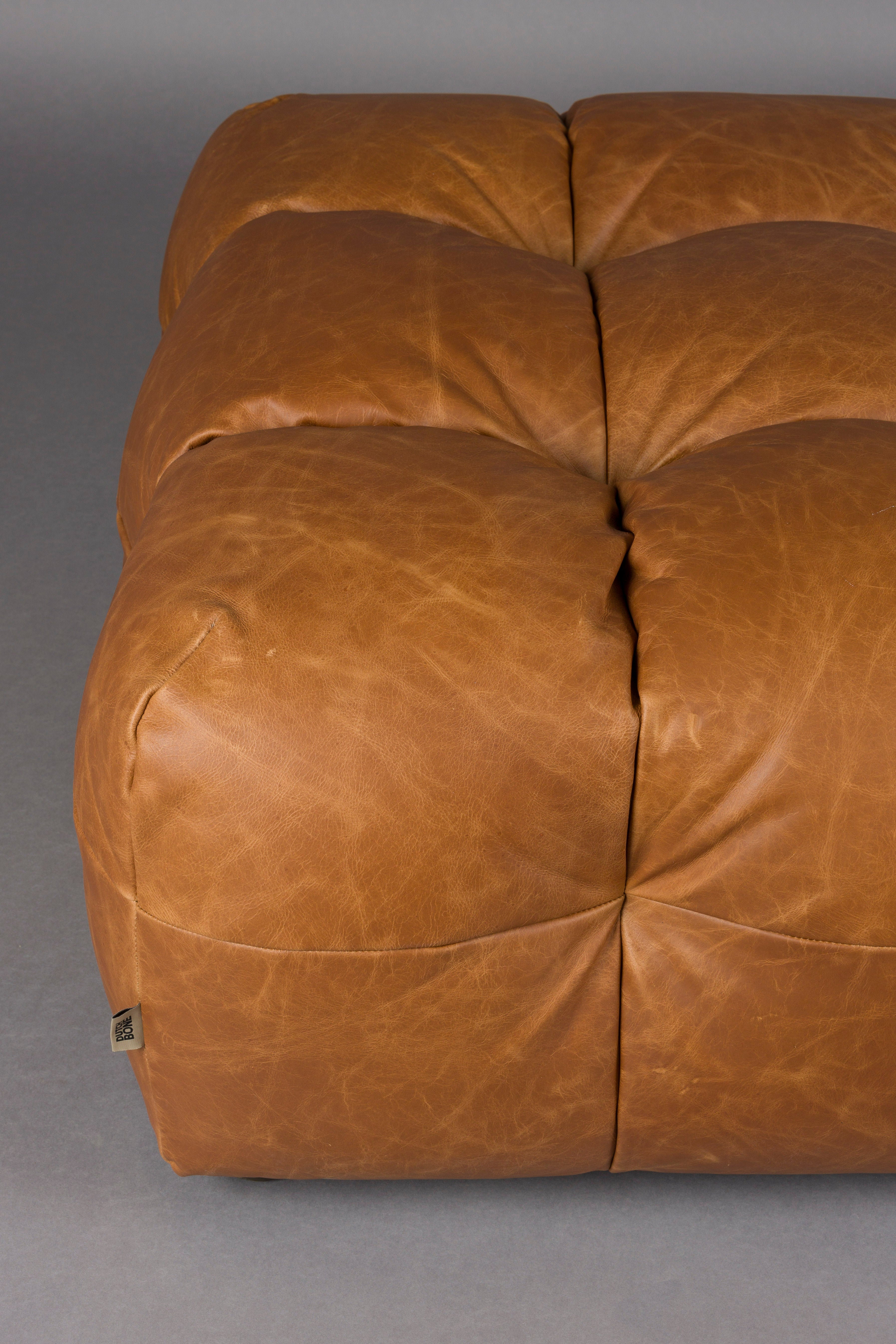 Hackman Pouf in Cognac Leather