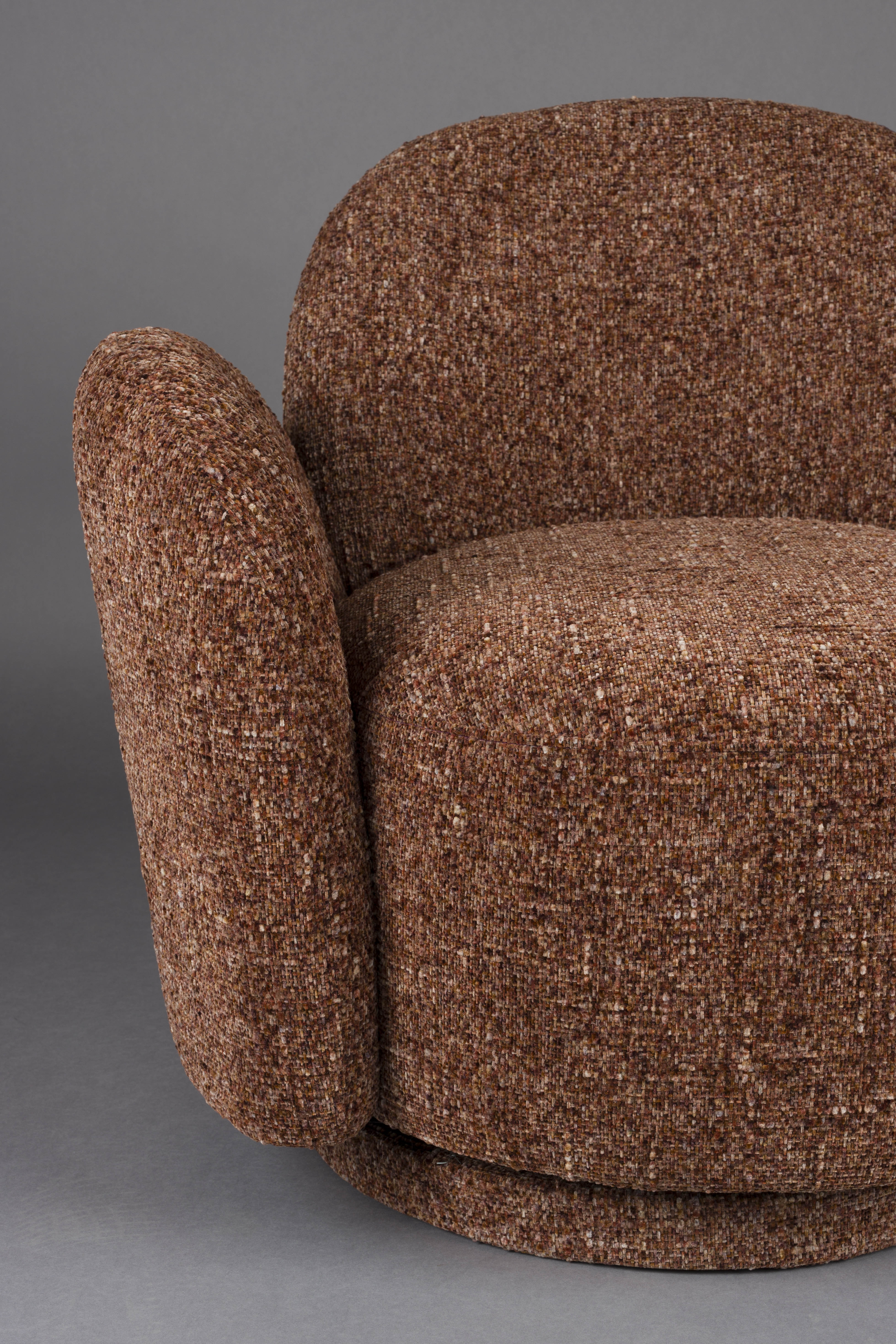 ROSE swivel armchair in burgundy mélange