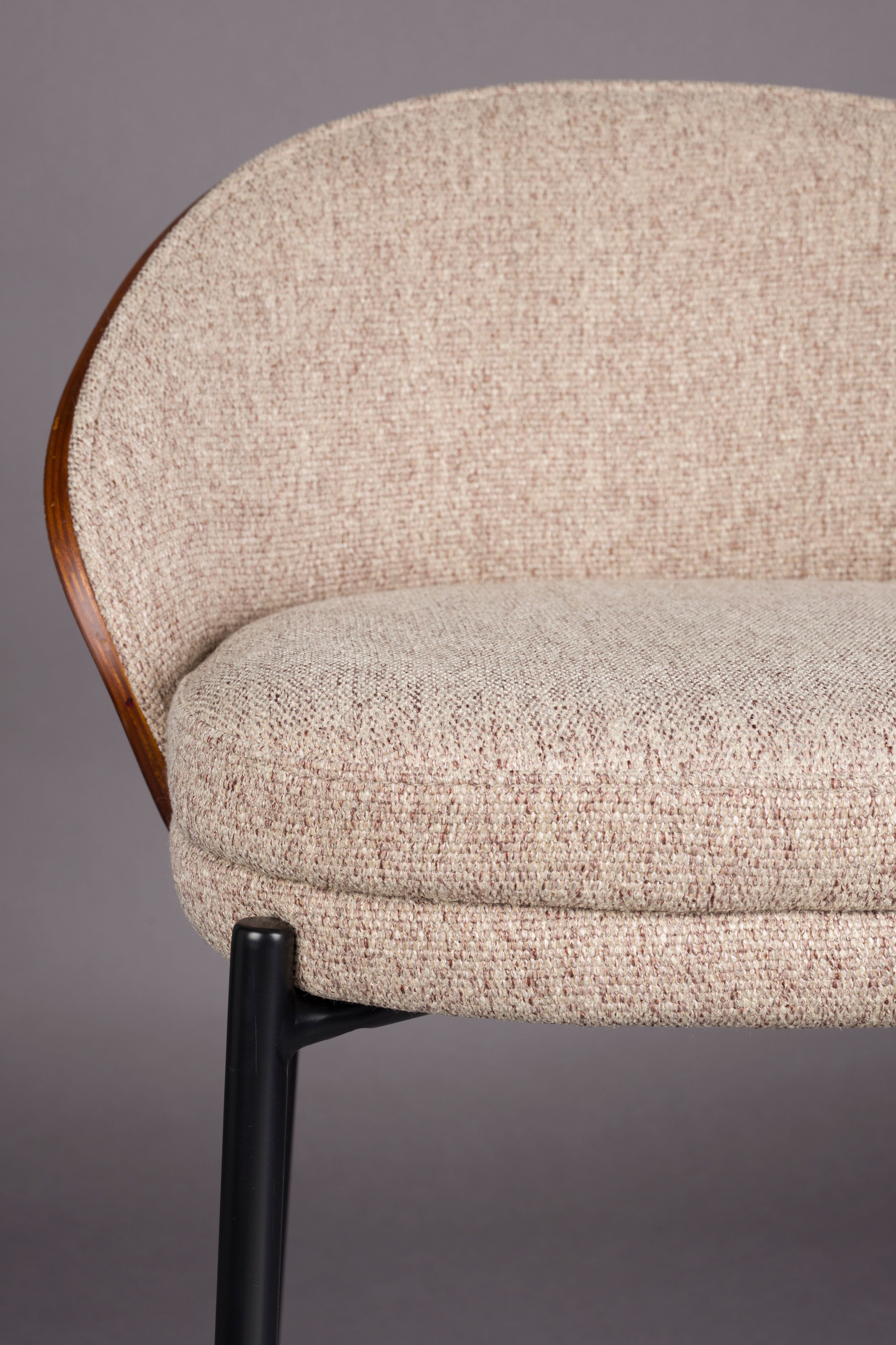 RODIN Beige Bar Stool with Wooden Base