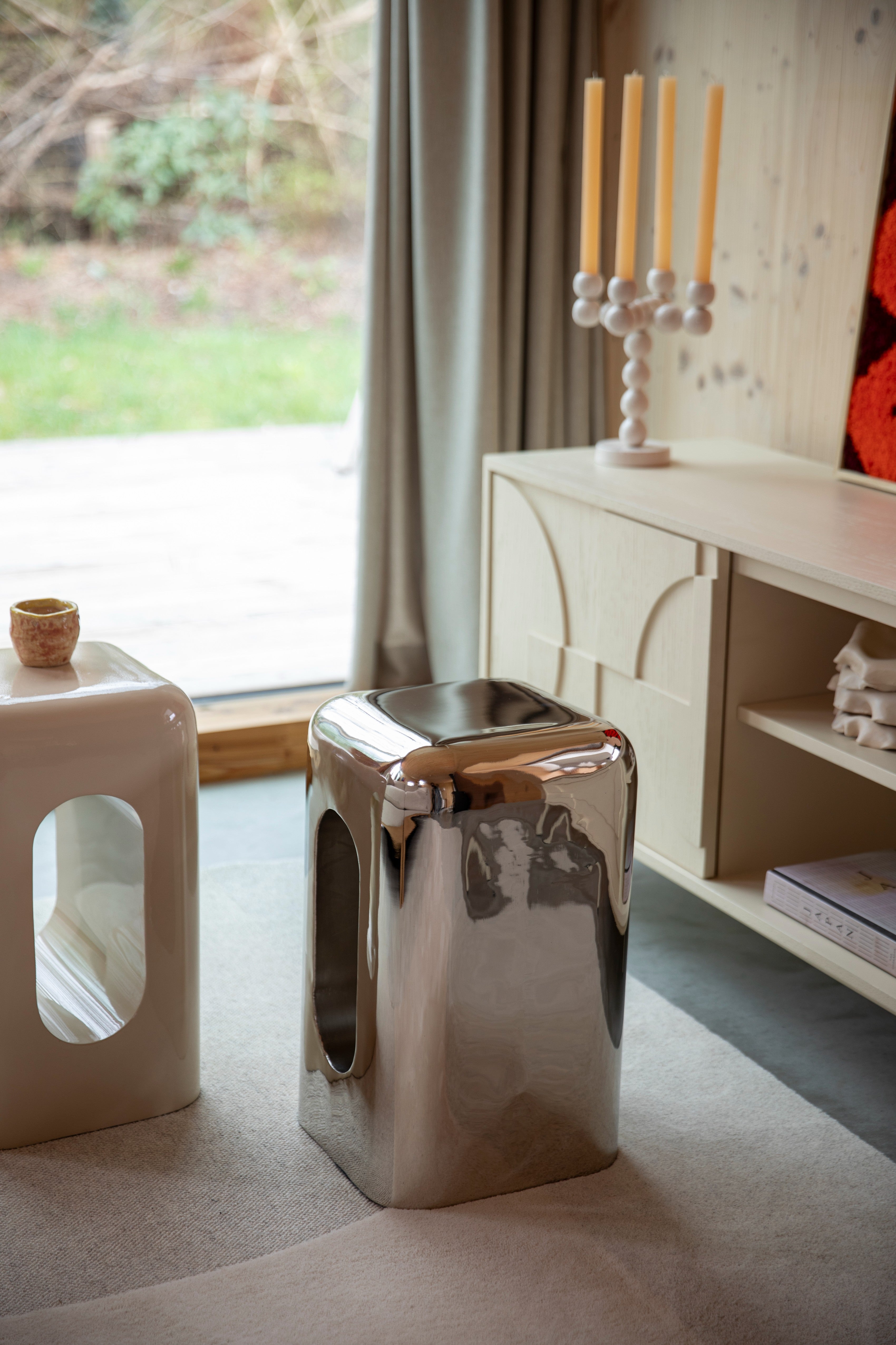 CREEK silver side table