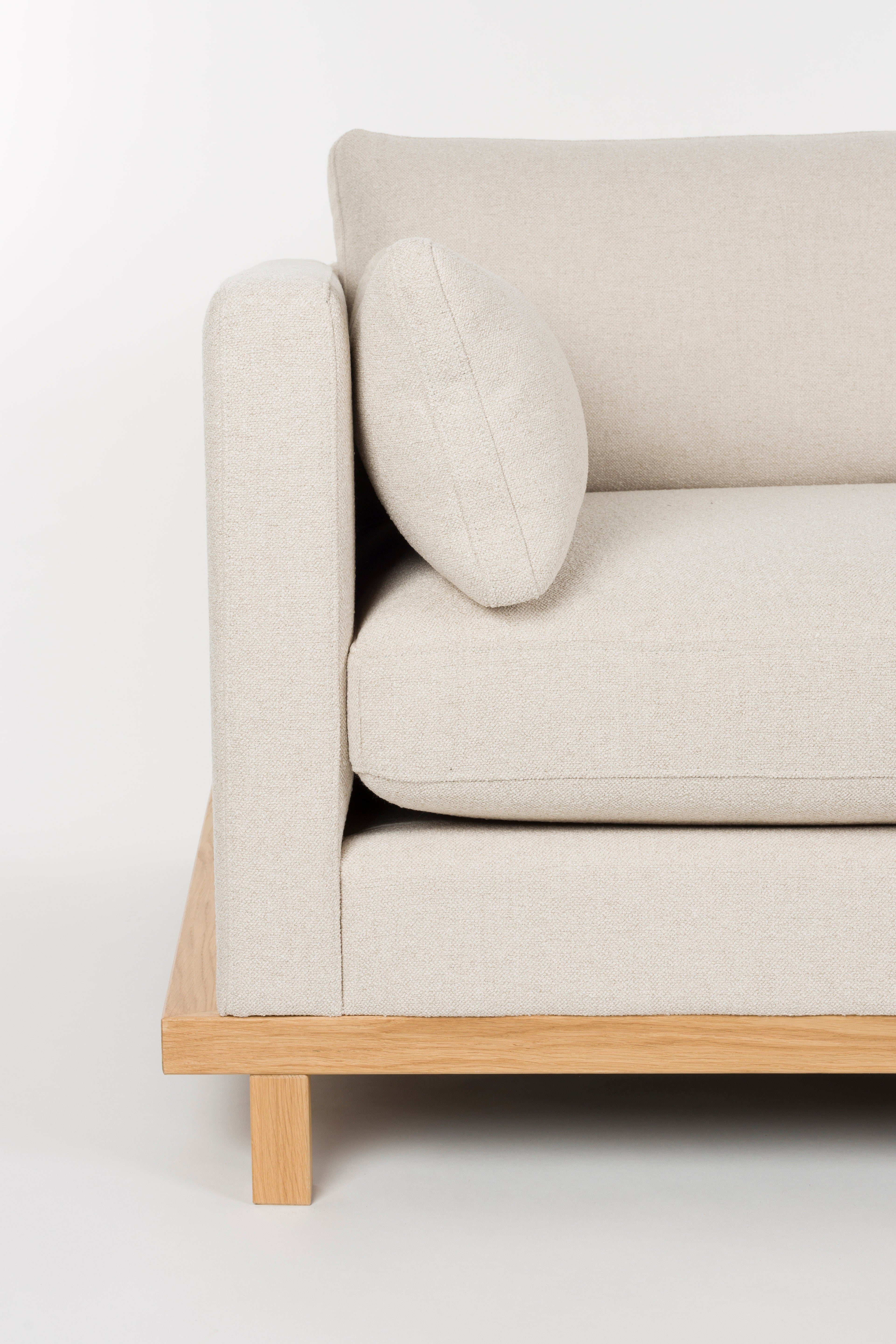 Pohovka 3-osobová BLOSSOM béžová s dřevěným podstavcem