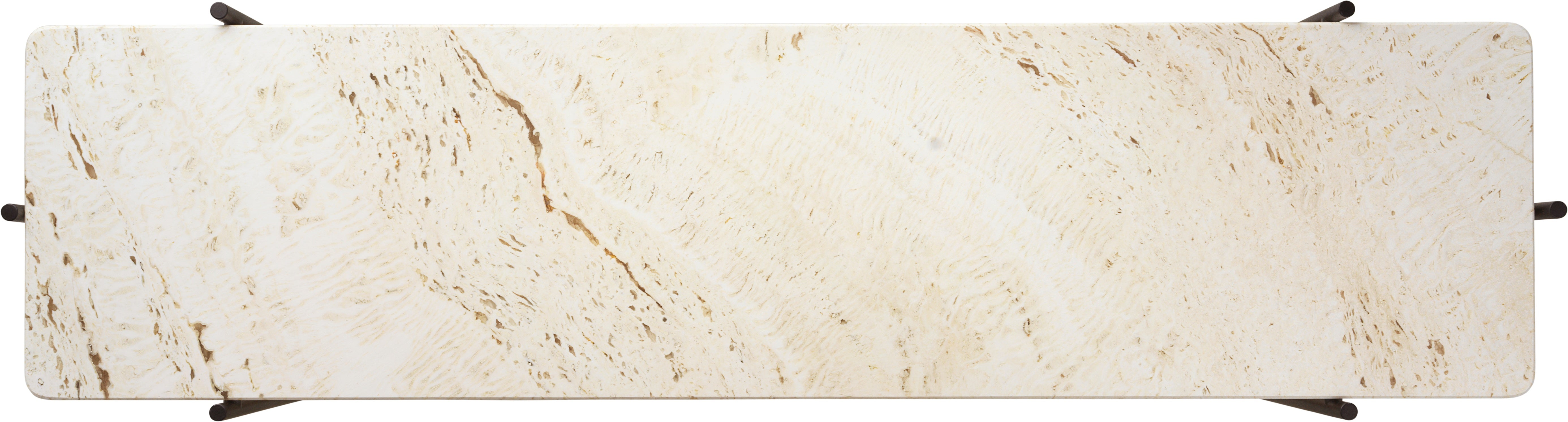 Konzole TS krémový travertin s černým podstavcem