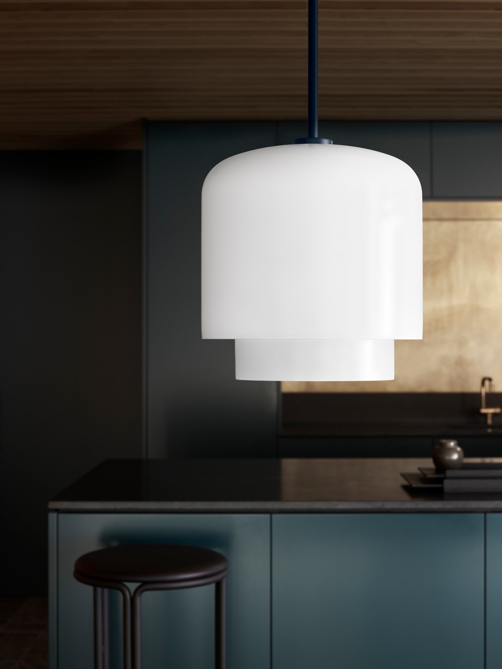 MEGUMI pendant lamp white with black finish