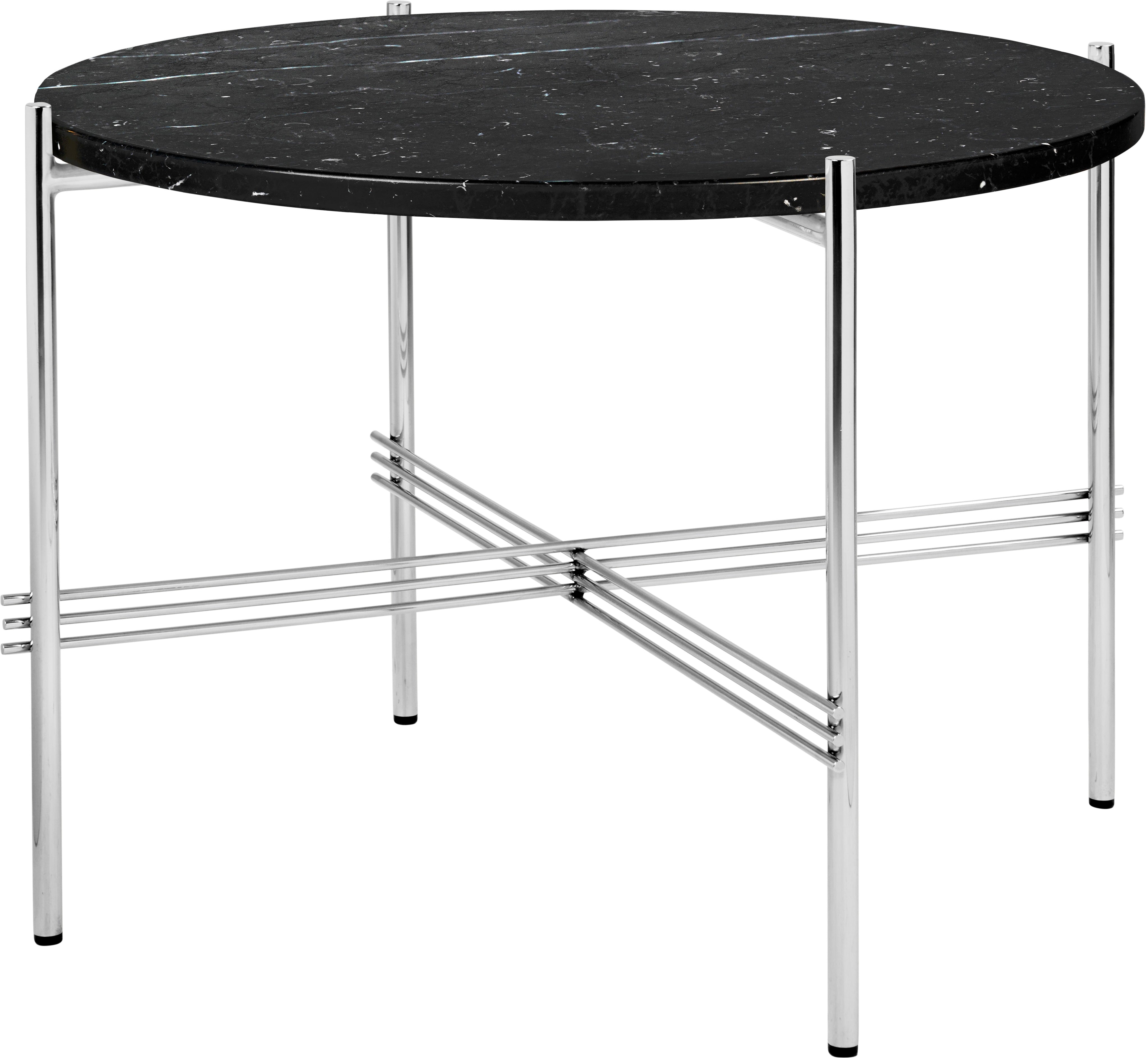 Kulatý konferenční stolek TS černý mramor s chromovaným podstavcem