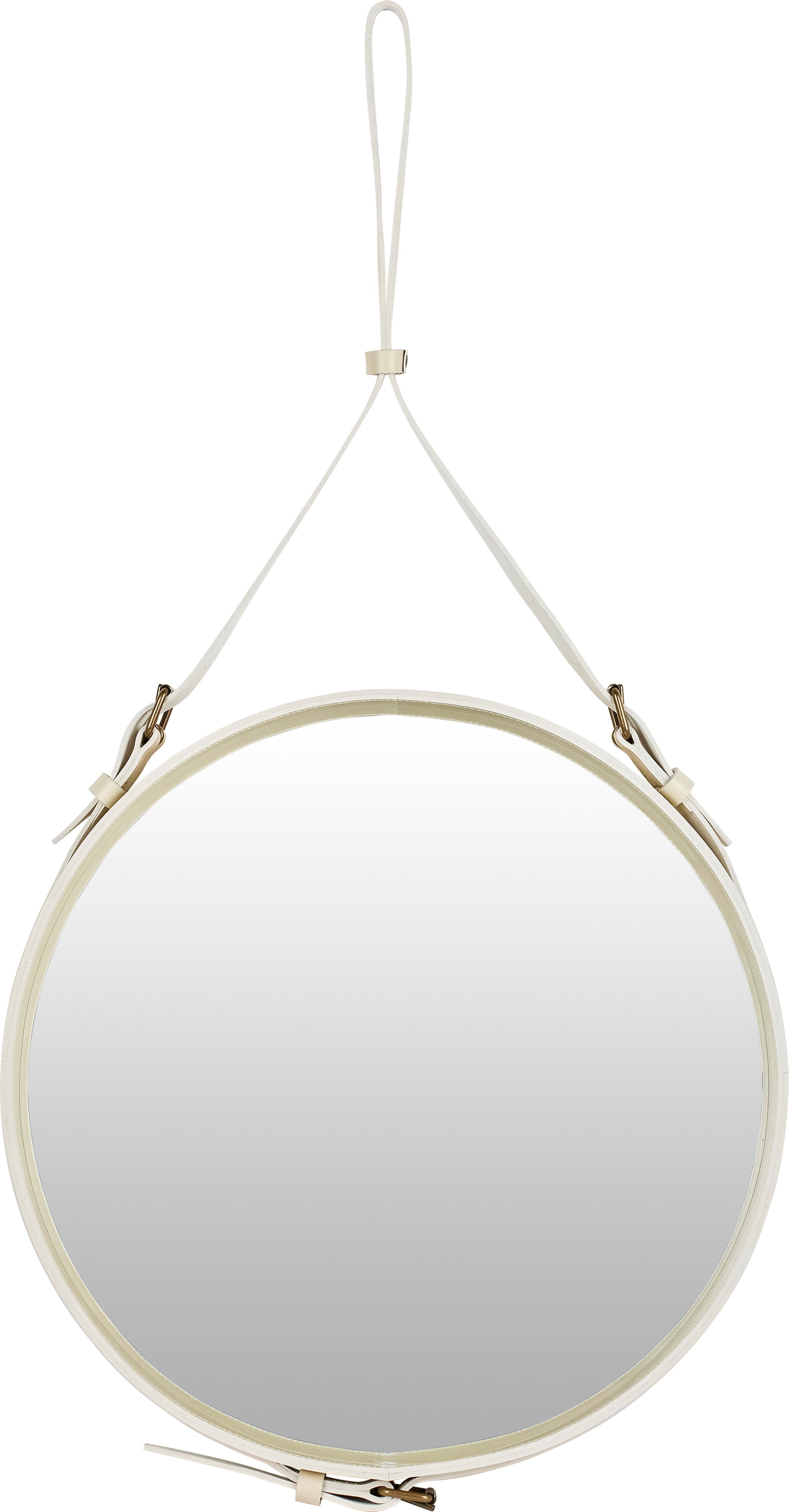 ADNET round mirror cream leather