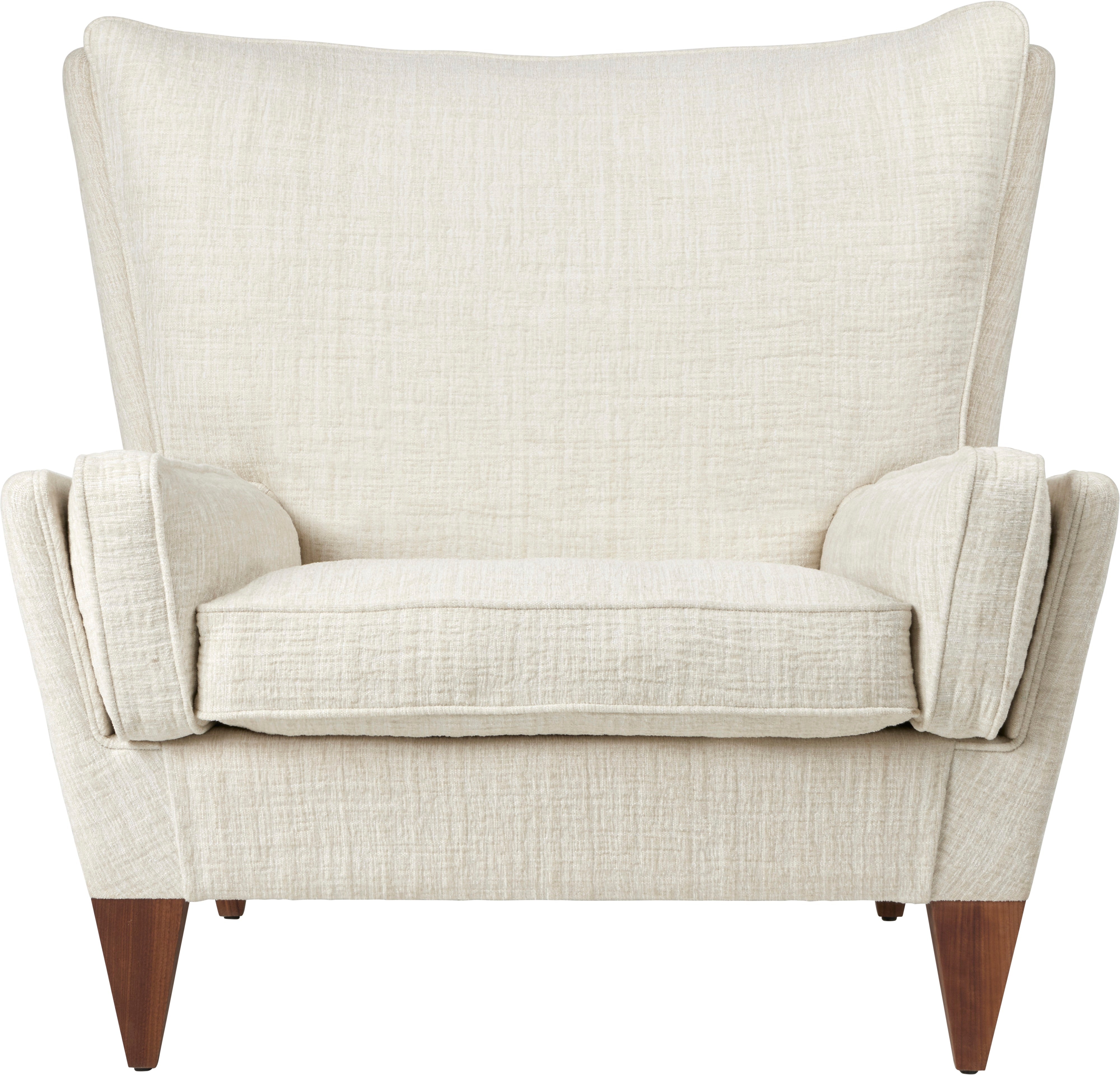 V11 Armchair upholstered with walnut base