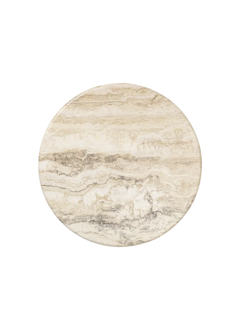 IOI side table with travertine and black base