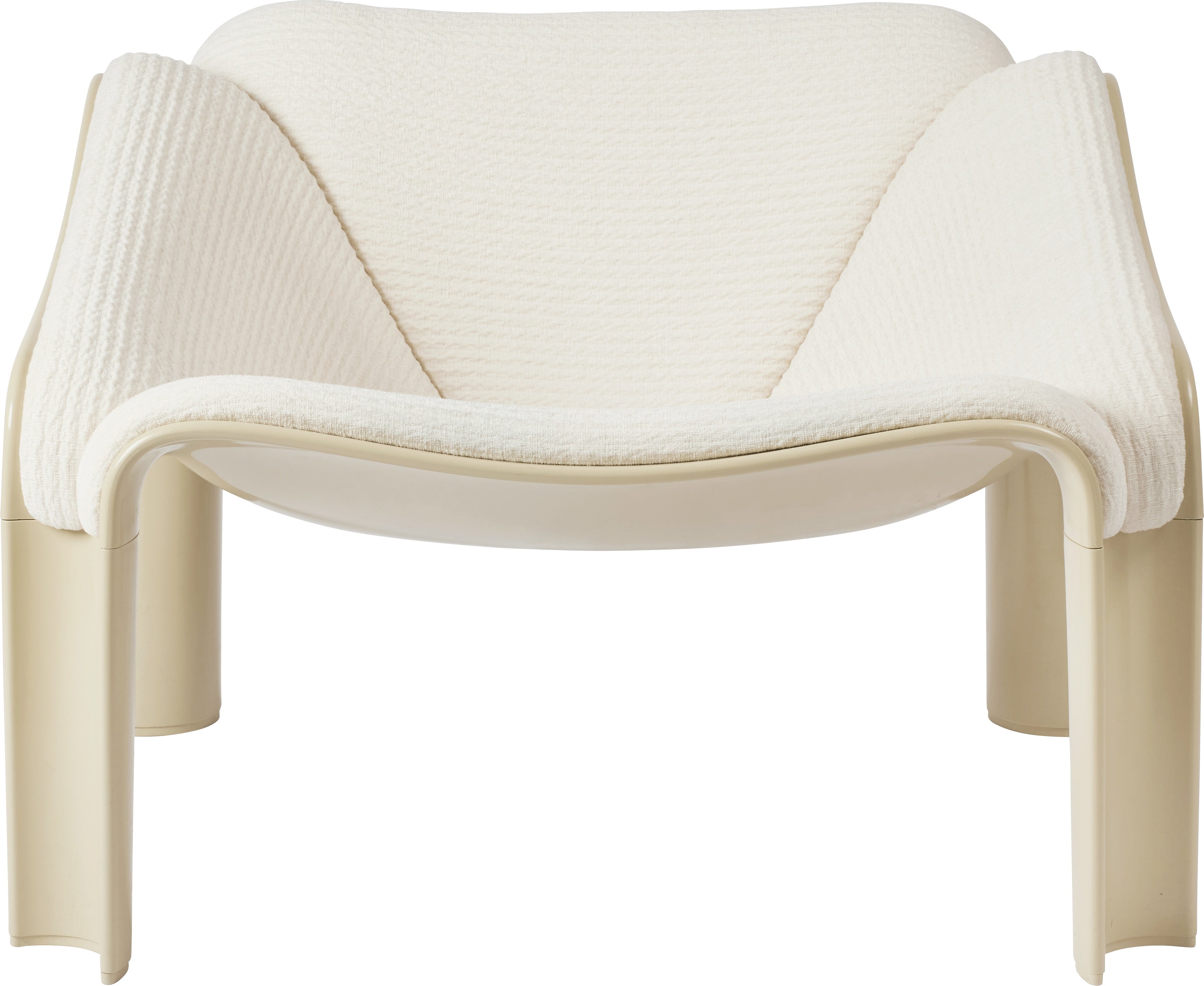 F300 Armchair in White with Cream Base