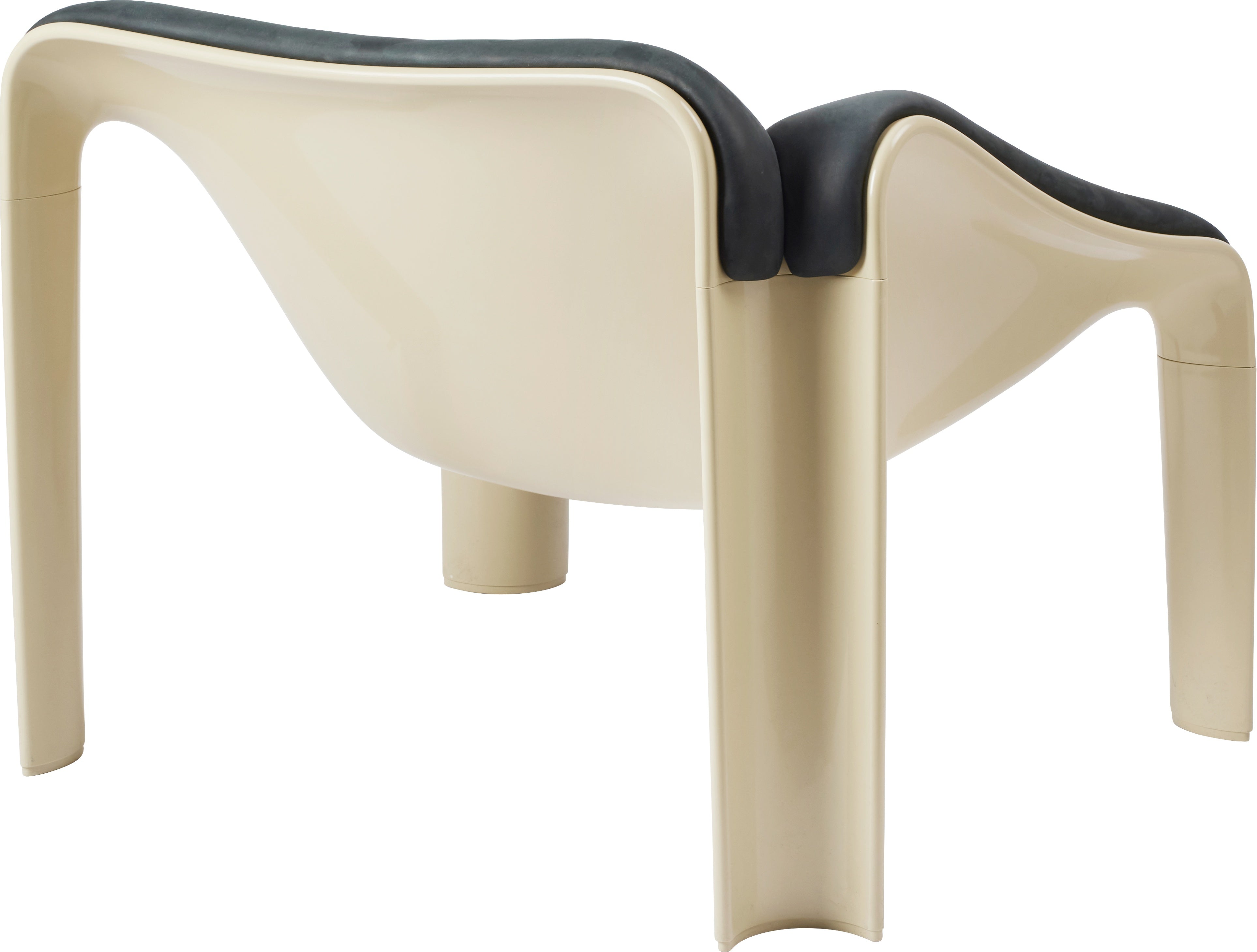 F300 Armchair in Navy Leather with Cream Base