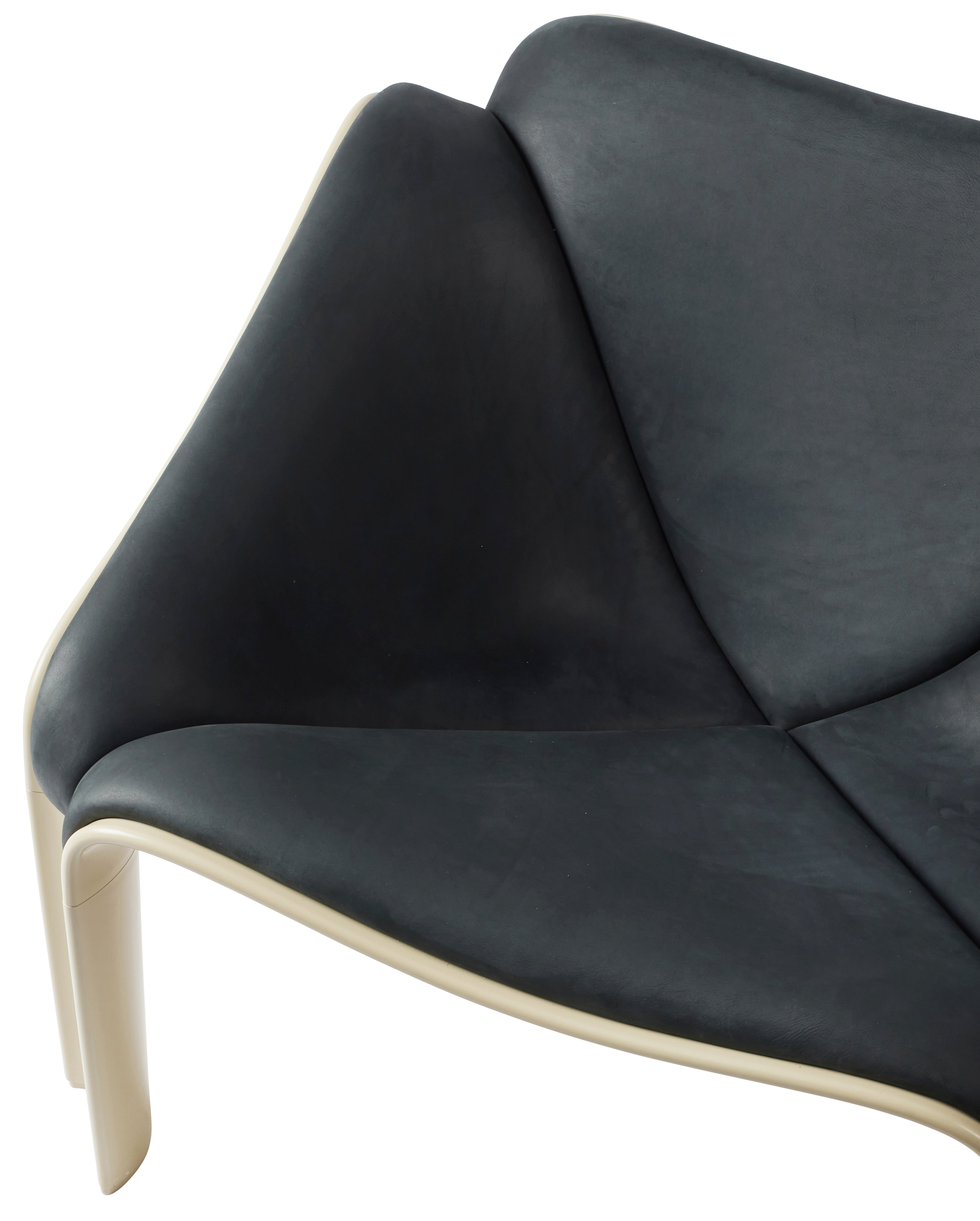 F300 Armchair in Navy Leather with Cream Base