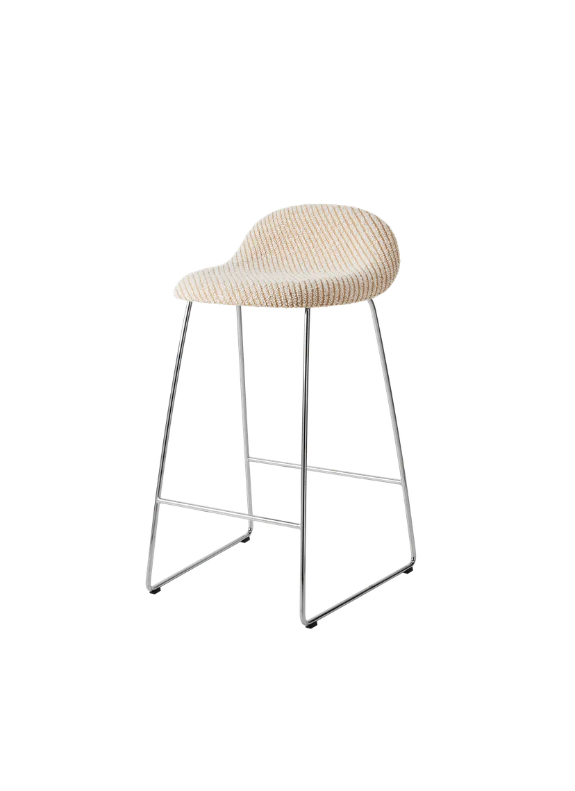 GUBI 3D upholstered stool with chrome base