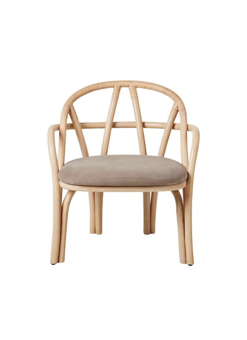 Upholstered BISTRA Armchair with Rattan Base