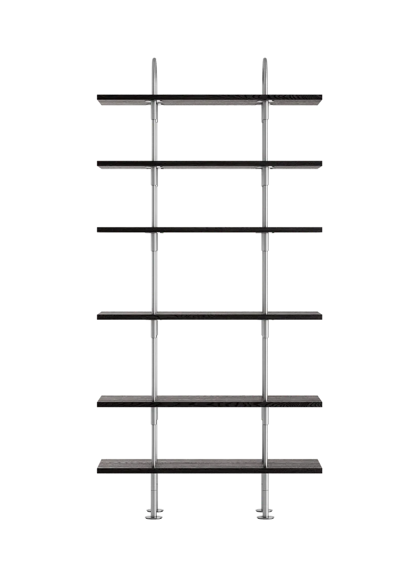 KEEN Shelf dark ash wood with satin steel frame