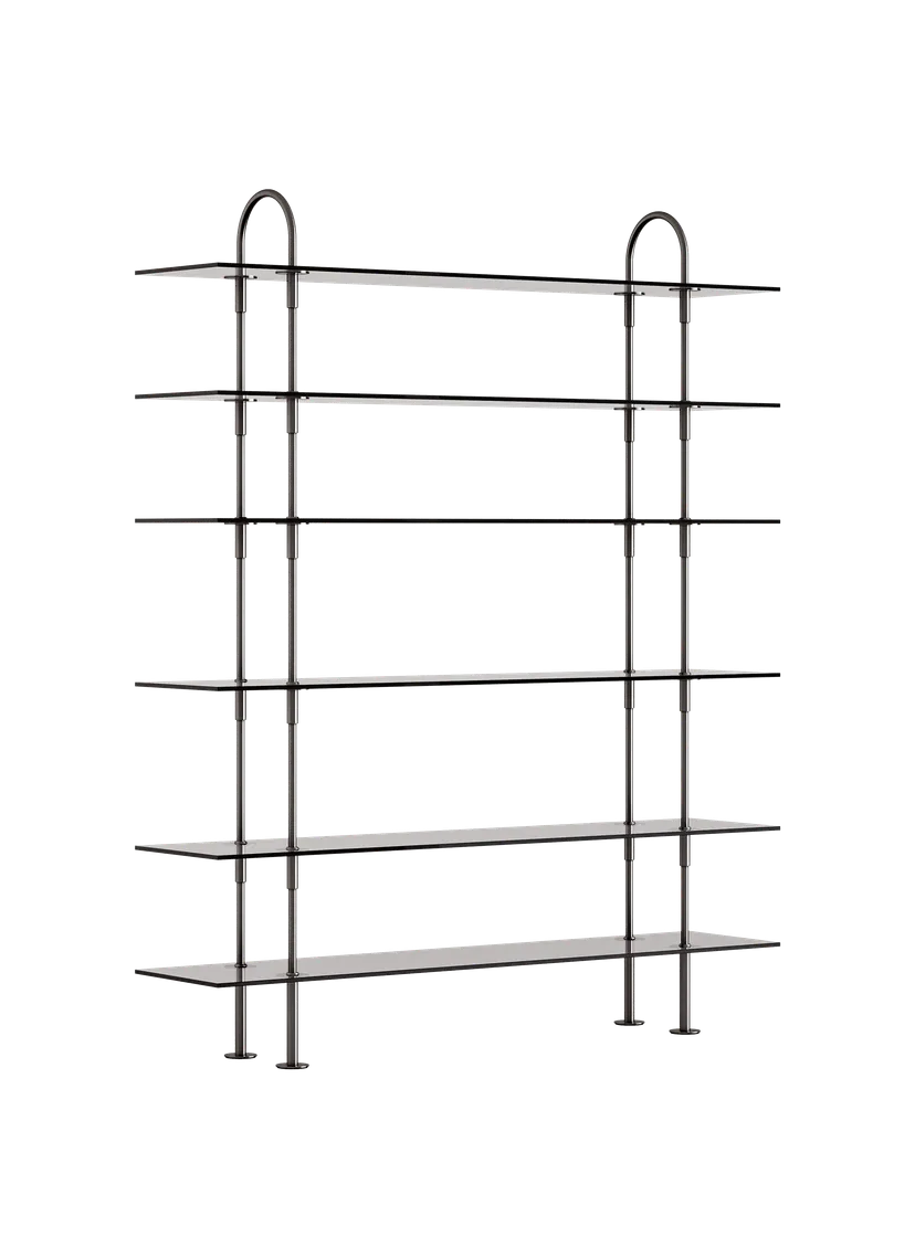 KEEN Shelf with Smoky Glass and Black Brass Frame