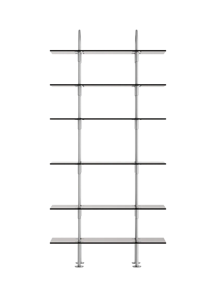 KEEN Shelf with Smoky Glass and Satin Steel Frame