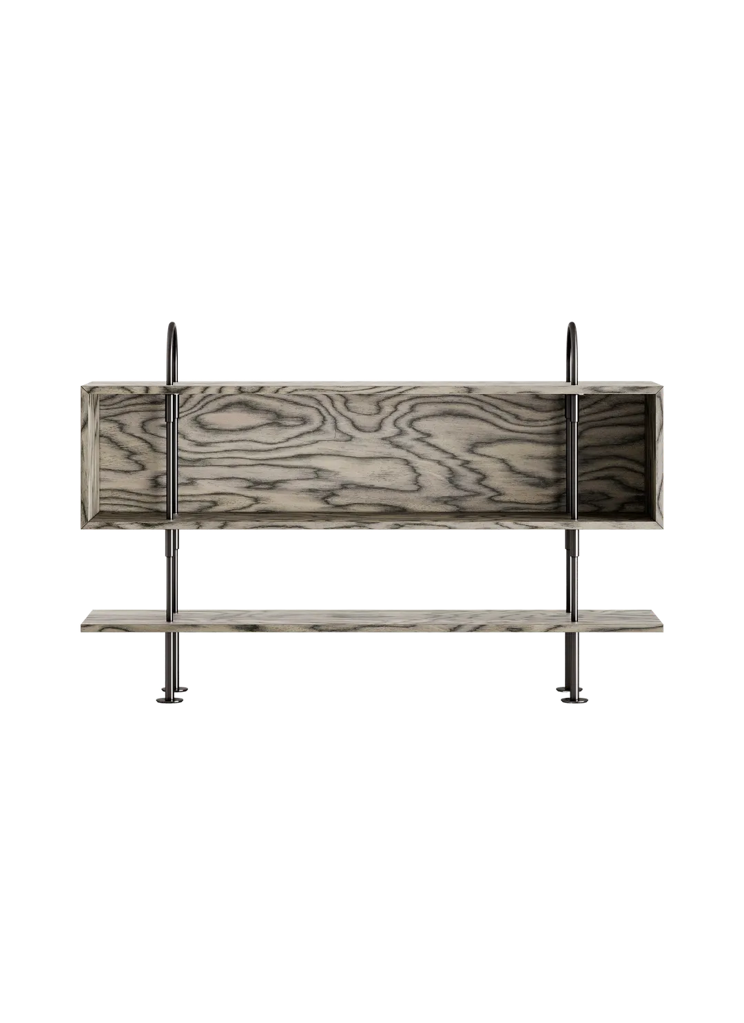 KEEN BOX Shelf gray wood with black brass frame