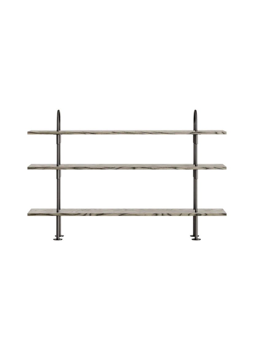 KEEN Shelf in Gray Wood with Black Brass Frame