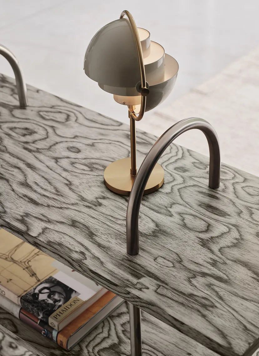 KEEN BOX Shelf gray wood with satin steel frame