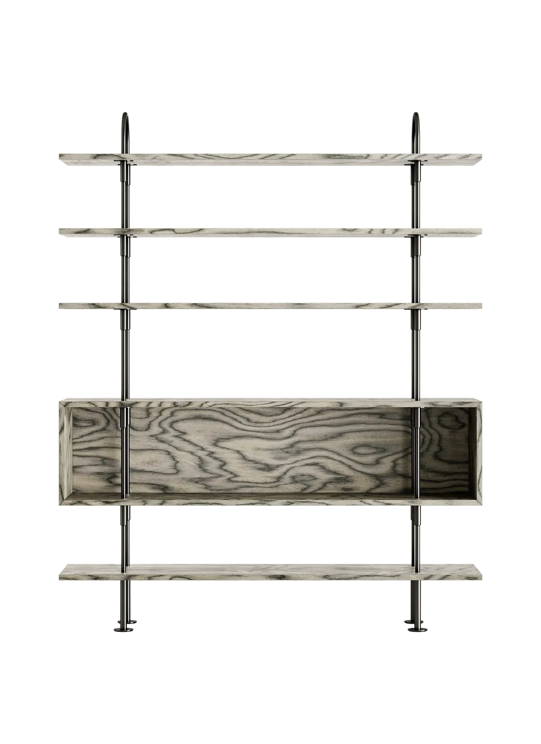 KEEN BOX Shelf gray wood with black brass frame