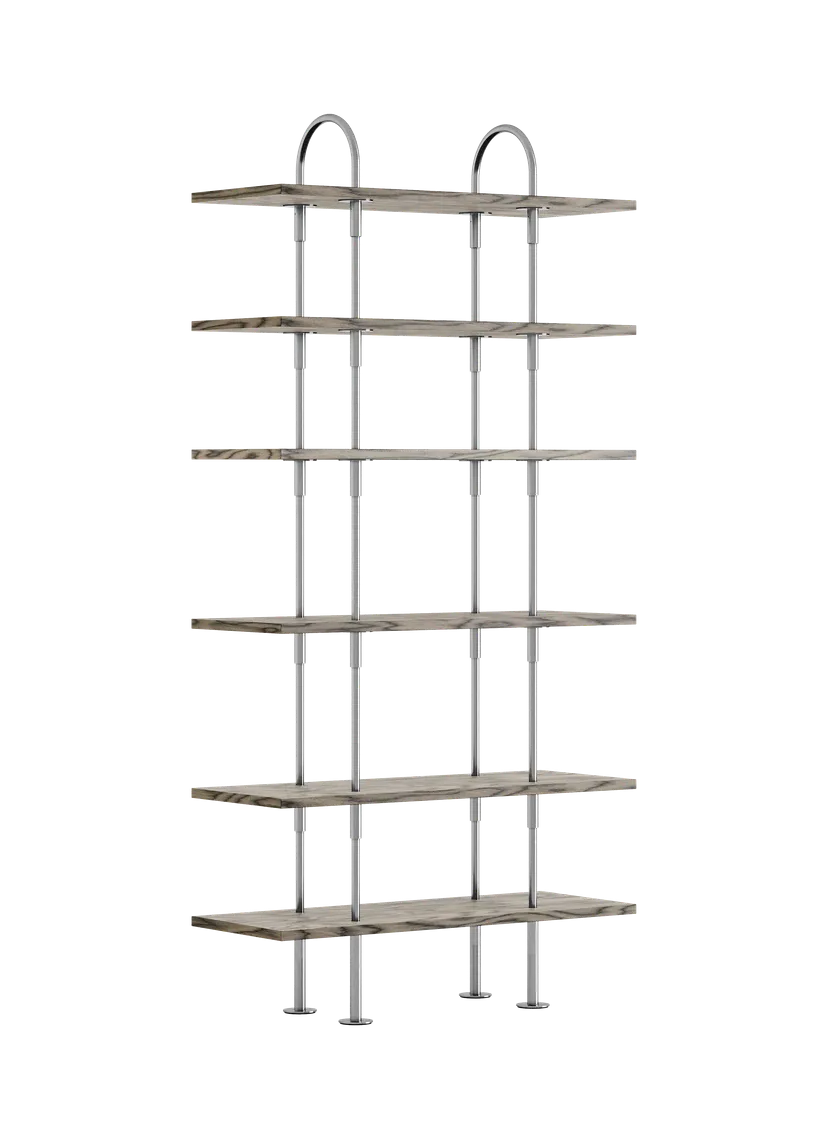 KEEN Shelf gray wood with satin steel frame