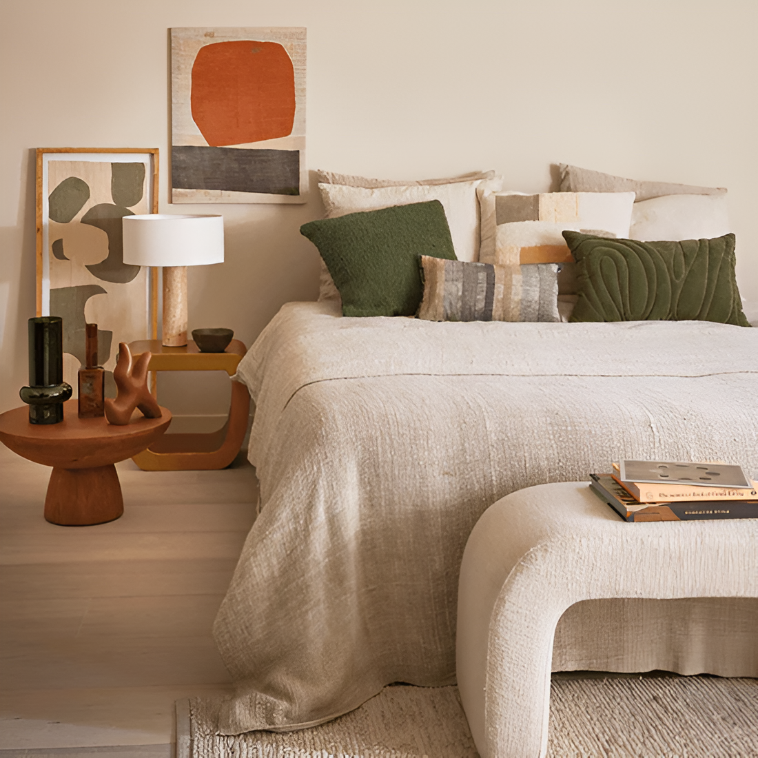 Cream pillow with brown