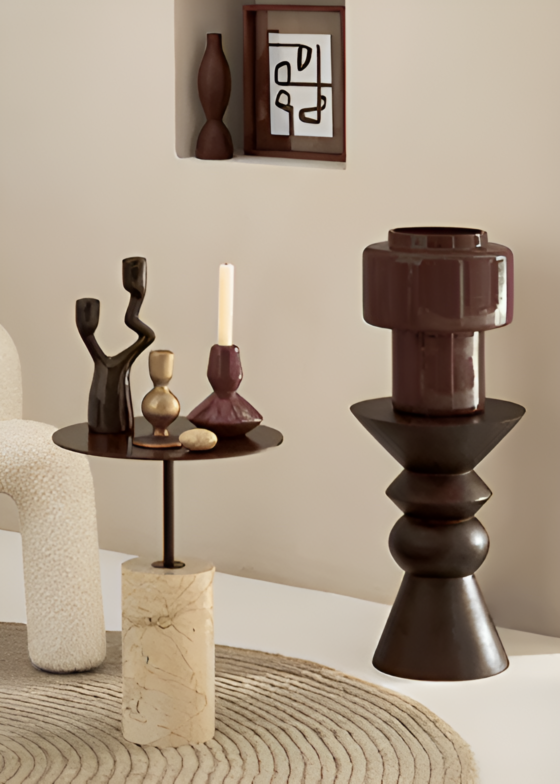 Stolní lampa FINN hnědé sklo