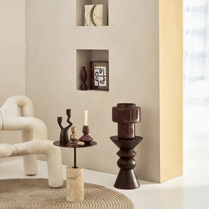 Boční stolek LUOVA tmavě hnědé mango dřevo