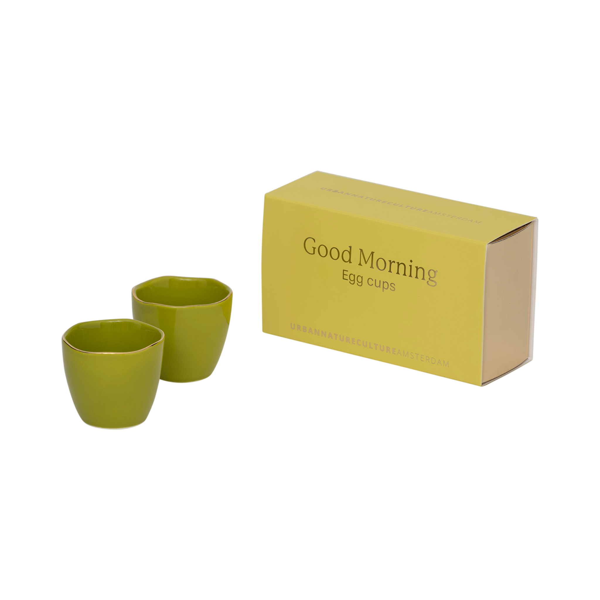 Sada skleniček na vejce GOOD MORNING zelená se zlatým