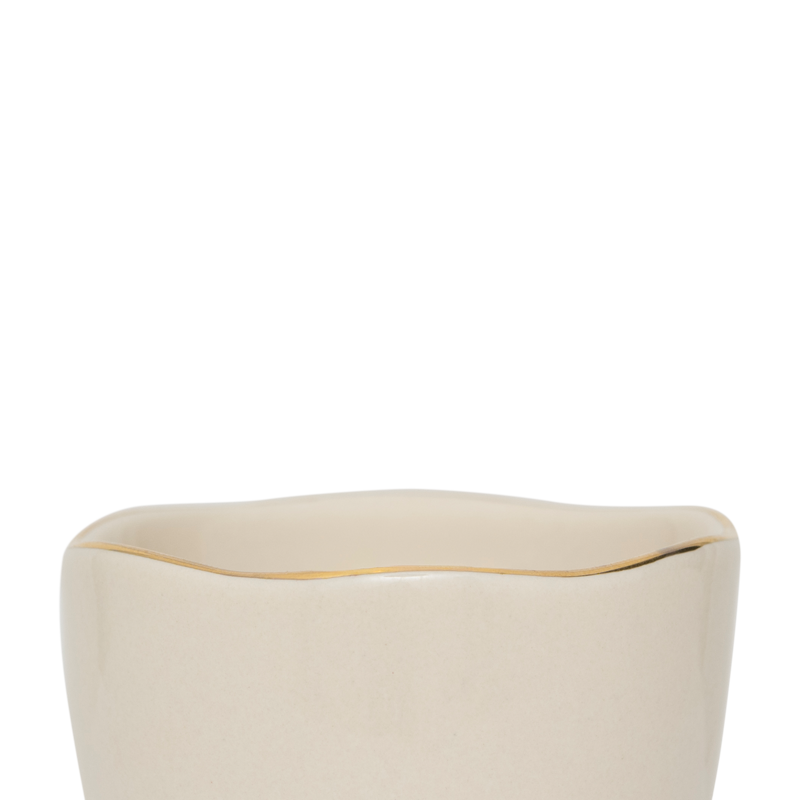 GOOD MORNING cream egg cups with gold